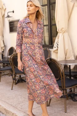 Oliphant Maxis>Shirt Dress Maxi- Matera Navy