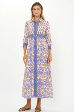 Oliphant Maxis|Dresses>Shirt Dress Maxi- Napa Blue