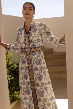 Oliphant Maxis|Dresses>Shirt Dress Maxi- Presidio Blue
