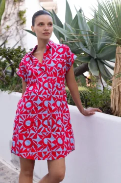 Oliphant Short & Mini Dresses|Dresses>Shirt Dress Mini- Eclipse Red