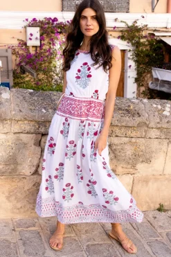 Oliphant Maxis|Dresses>Sleeveless Piped Maxi- Napa Red