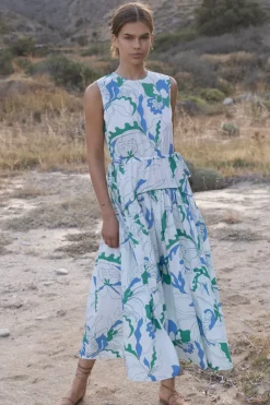 Oliphant Maxis|Dresses>Sleeveless Piped Maxi- Orchid Green