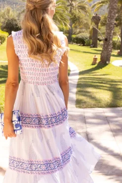 Oliphant Maxis|Dresses>Sleeveless Smocked Maxi- Aptos Blue