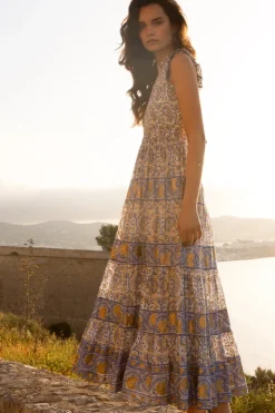 Oliphant Maxis|Dresses>Sleeveless Smocked Maxi- Marseille Blue