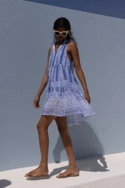 Oliphant Short & Mini Dresses|Dresses>Sleeveless Tiered Short- Ziggy Blue