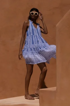 Oliphant Short & Mini Dresses|Dresses>Sleeveless Tiered Short- Ziggy Blue