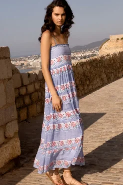 Oliphant Maxis|Dresses>Smocked Back Maxi- Borrego Navy