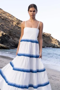 Oliphant Maxis|Dresses>Smocked Back Maxi- Pacifica Blue