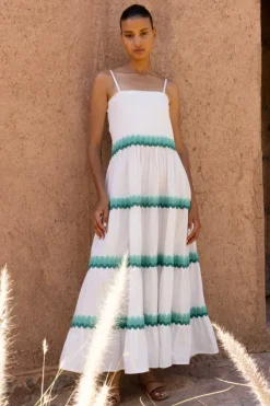 Oliphant Maxis|Dresses>Smocked Back Maxi- Pacifica Aqua