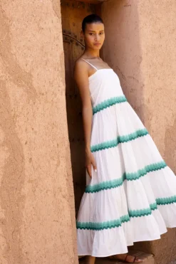 Oliphant Maxis|Dresses>Smocked Back Maxi- Pacifica Aqua
