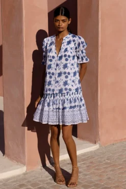 Oliphant Short & Mini Dresses|Dresses>Smocked Drop Mini- Marion Blue
