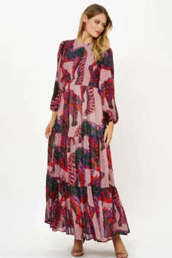 Oliphant Maxis>Smocked Top Maxi- Arabia Crimson