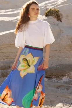 Oliphant Skirts>Swing Skirt- Hibiscus Blue