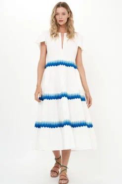 Oliphant Maxis|Dresses>V-Neck Maxi- Pacifica Blue