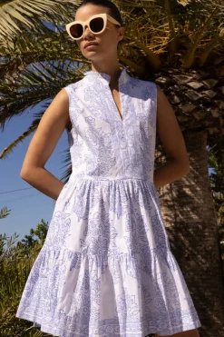 Oliphant Short & Mini Dresses|Dresses>Yoke Dress- Amadora Blue
